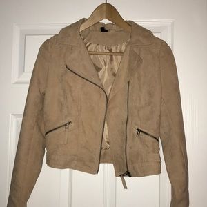 Tan (faux) suede moto jacket